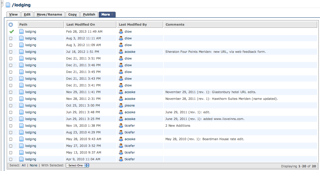 versionslist